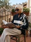Women's American Retro Casual Style Mandarin Collar And Lantern Sleeves Loose-Fit Printed Shirt ZMZ3074G6ZYY