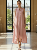 Women's High-end Old-money Style Pure Linen Sleeveless Maxi Dress ZMZ1116B4K