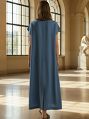 Women's French-style Elegant Pure Cotton Maxi Dress ZMZ0239B6K