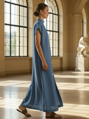 Women's French-style Elegant Pure Cotton Maxi Dress ZMZ0239B6K