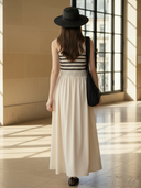 Women's Casual Old-fashioned Knitted Patchwork Pure Cotton Sleeveless Slim Fit Maxi Dress ZMZ2411B0K