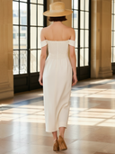 Women's High-end Old-money Style Cotton Blend Strapless Slim-fit Maxi Dress ZMZ1182B4K