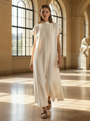 Women's French-style Elegant Pure Cotton Maxi Dress ZMZ0239B6K