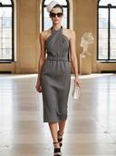 Women's Premium Minimalist Cotton Blend Sleeveless Slim-fit Midi Dress ZMZ1457B5K