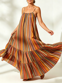 Women's Vacation Rainbow-Print A-Line Spaghetti-Strap Maxi Dress ZMZ1663D9XT