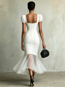 Women's Paneled Square-Neck Short-Sleeve Midi Dress ZMZ2252D5XT