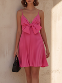 Women's Elegant & Stylish V-Neck  With Front Bow Detail Cotton Mini Slip Dress ZMZ2332D6ZYY