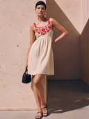 Women's Elegant & Casual Cotton-Linen Chest Embroidery Mini Slip Dress ZMZ2320D4ZYY