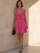 Women's Elegant & Stylish V-Neck  With Front Bow Detail Cotton Mini Slip Dress ZMZ2332D6ZYY