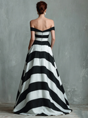 Women's Classic Black And White Striped A-line Pocket Maxi Dress ZMZ2497D5XT