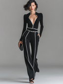 Women's Color-Block Slim-Fit Long-Sleeve Jumpsuit ZMZ2434D9XT