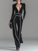 Women's Color-Block Slim-Fit Long-Sleeve Jumpsuit ZMZ2434D9XT