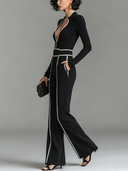 Women's Color-Block Slim-Fit Long-Sleeve Jumpsuit ZMZ2434D9XT