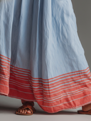 Women's Vacation Style Linen-Cotton Halter Neck Striped Hem Maxi Dress With Pockets ZMZ2496D4YZH