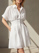 Women's Premium Minimalist Textured Cotton-Blend Short-Sleeve Slim-Fit Mini Dress ZMZ2540D1ZYY