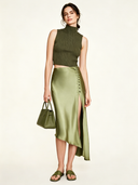 Women's Classic Army Green Slim-Fit Knitted Sleeveless Cropped Tank Top ZMZ2529D0U