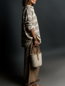 Women's Old Money Style Linen-Blend Striped Henley Shirt & Crinkle Wide Leg Pants Two-Piece Set ZMZ2781D5YZH