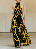 Women's Vintage-Print Chiffon Sleeveless Top And Skirt Set ZMZ2872D4U