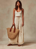 Women's Casual Patchwork Lace Wide-leg Trousers ZMZ2869D5XT