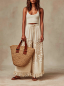 Women's Casual Patchwork Lace Wide-leg Trousers ZMZ2869D5XT