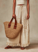 Women's Casual Patchwork Lace Wide-leg Trousers ZMZ2869D5XT