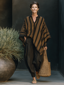 Women's Striped Print Lapel Loose-fitting Two-Piece Trousers Set ZMZ2856D0XT