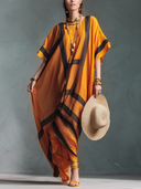 Women's Retro Loose-Fit Geometric Print Maxi Dress ZMZ2823D1XT