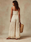 Women's Casual Patchwork Lace Wide-leg Trousers ZMZ2869D5XT