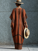 Women's Striped Print Short-Sleeve Maxi Dress ZMZ2801D8XT