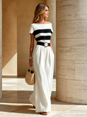 Women's Casual Vacation-style Loose-fitting Short-sleeved Jumpsuit With A Belt ZMZ2893D1U