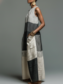 Women's Linen-Blend Color Block Striped Sleeveless Maxi Dress With Pockets ZMZ3041D9YZH