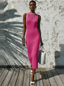 Women's Premium Minimalist — Crew Neck, Sleeveless, Stretchy, Slim-Fit, Midi Knit Dress ZMZ3006D9ZYY