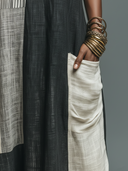 Women's Resort Casual Style Linen-Blend Patchwork Sleeveless Maxi Dress With Pockets ZMZ3047D8YZH