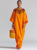 Women's Casual Vacation-Style — Boat Neck With Embroidery, Cotton-Linen Blend, Drop Shoulders, And Loose Fit Maxi Dress  ZMZ3042D7ZYY