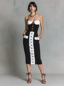 Women's Color-Block Black & White Slim-Fit Midi Skirt ZMZ0262E0XT