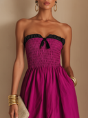 Women's Premium Minimalist Cotton-Blend Shirred Strapless Maxi Dress ZMZ0637E6ZYY