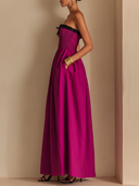 Women's Premium Minimalist Cotton-Blend Shirred Strapless Maxi Dress ZMZ0637E6ZYY