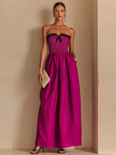 Women's Premium Minimalist Cotton-Blend Shirred Strapless Maxi Dress ZMZ0637E6ZYY
