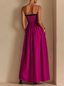Women's Premium Minimalist Cotton-Blend Shirred Strapless Maxi Dress ZMZ0637E6ZYY