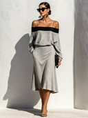 Women's Everyday Street Style Outfit: A Camisole, Off-the-shoulder Long-sleeved Top And Skirt Set ZMZ0720E0U
