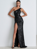 Women's Slim-fit Sequined Slit Maxi Dress ZMZ0779E3XT