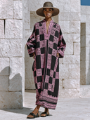 Women's Loose-Fit Casual V-Neck Printed Long-Sleeve Maxi Dress ZMZ0719E2XT