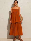 Women's Retro Casual Solid Color Chiffon Sleeveless Camisole Top And Skirt Set ZMZ0700E1ZJY