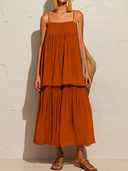 Women's Retro Casual Solid Color Chiffon Sleeveless Camisole Top And Skirt Set ZMZ0700E1ZJY