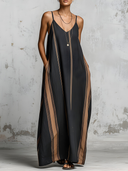 Women's Premium Minimalist Cotton-Linen V-Neck Sleeveless Loose Maxi Dress ZMZ0837E8ZYY