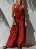 Women's Casual Vacation-Style Cotton-Linen Blend Loose, Sleeveless Maxi Dress ZMZ0953E4ZYY