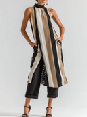 Women's Casual Striped Patchwork Lace Sleeveless Mini Dress ZMZ0923E1XT