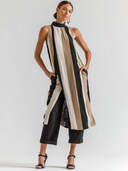 Women's Casual Striped Patchwork Lace Sleeveless Mini Dress ZMZ0923E1XT