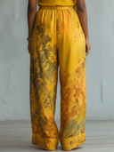 Women's Elegant Casual Rayon Floral-Print Trousers ZMZ0923E8YZH