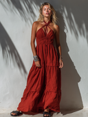 Women's Casual Vacation-Style Cotton-Linen Blend Loose, Sleeveless Maxi Dress ZMZ0953E4ZYY